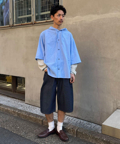 cian denim/シアンデニム 寬鬆闊腿牛仔短褲