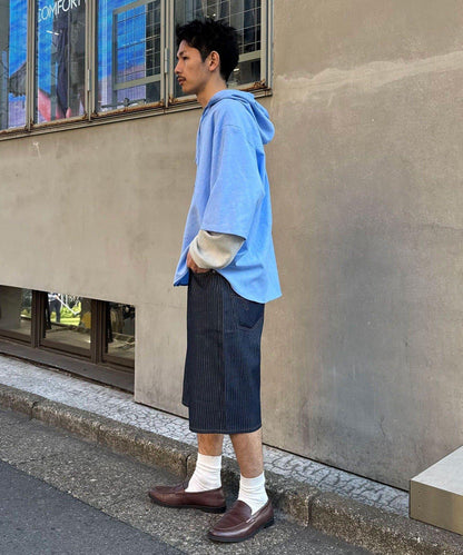 cian denim/シアンデニム 寬鬆闊腿牛仔短褲