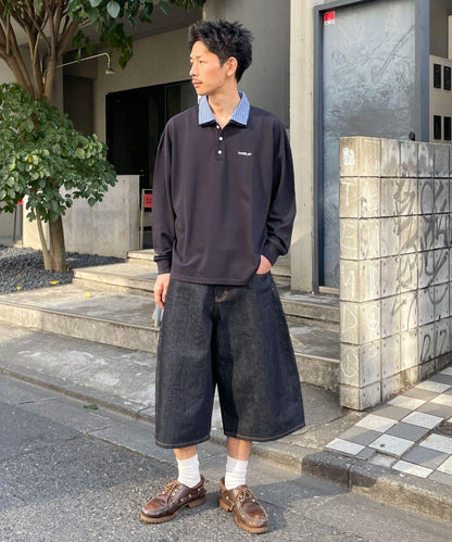 cian denim/シアンデニム 寬鬆闊腿牛仔短褲