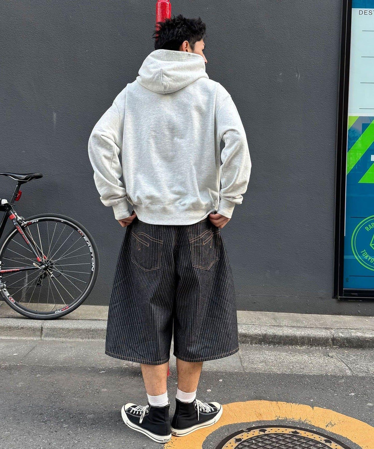 cian denim/シアンデニム 寬鬆闊腿牛仔短褲