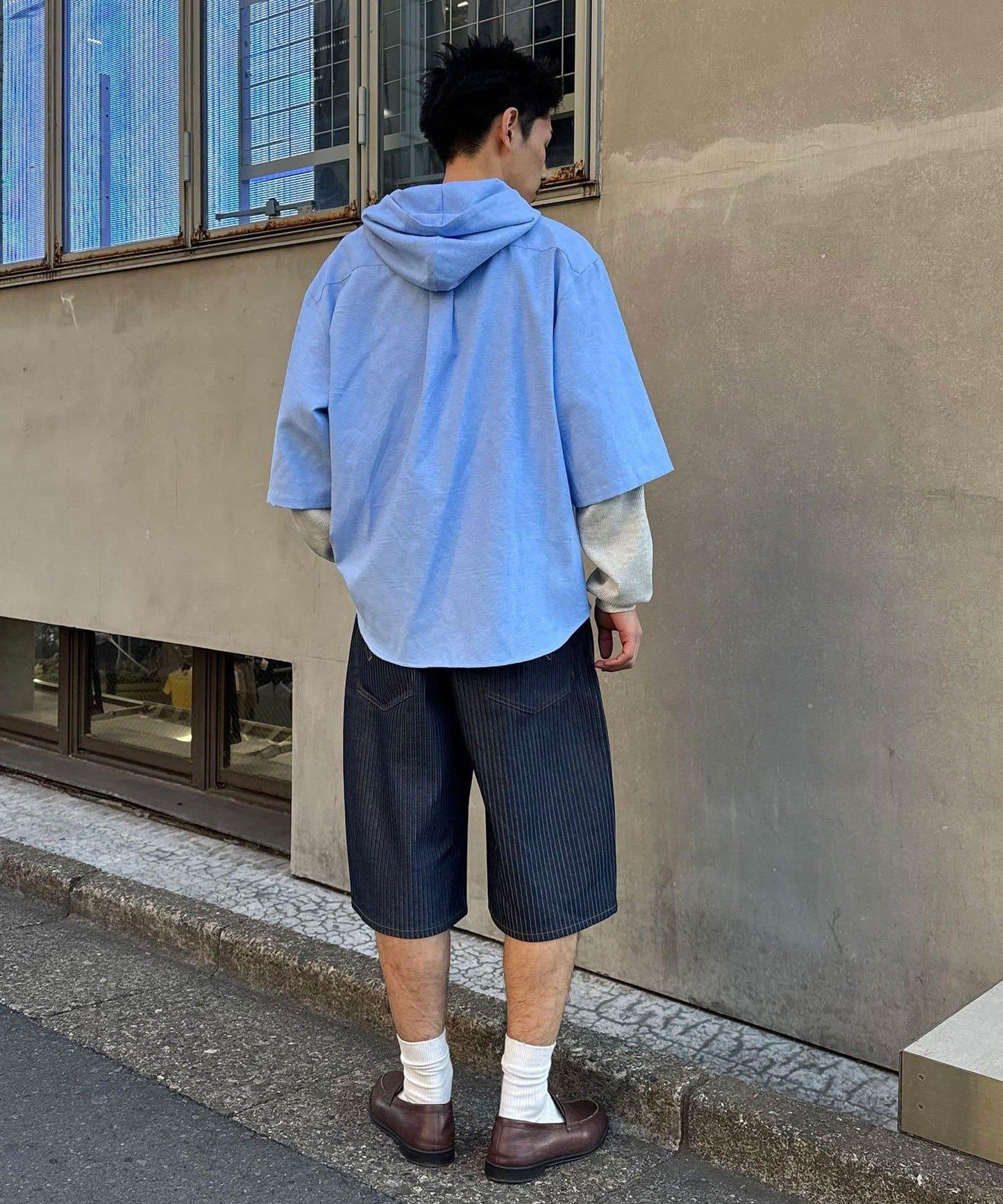 cian denim/シアンデニム 寬鬆闊腿牛仔短褲