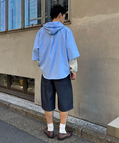 cian denim/シアンデニム 寬鬆闊腿牛仔短褲
