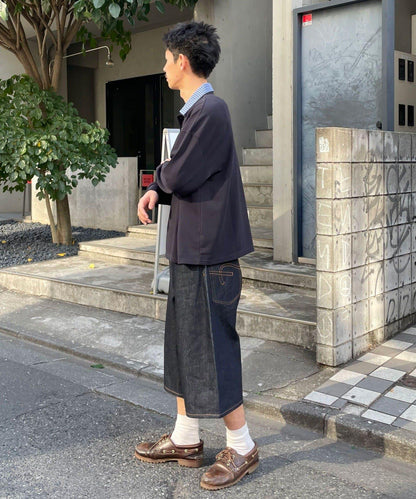 cian denim/シアンデニム 寬鬆闊腿牛仔短褲