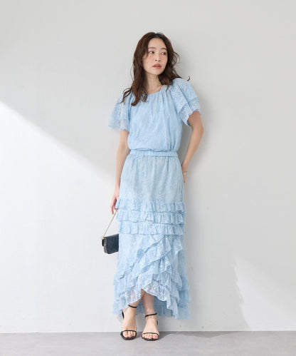 La boutique BonBon 網紗刺繡 荷葉袖 襯衫