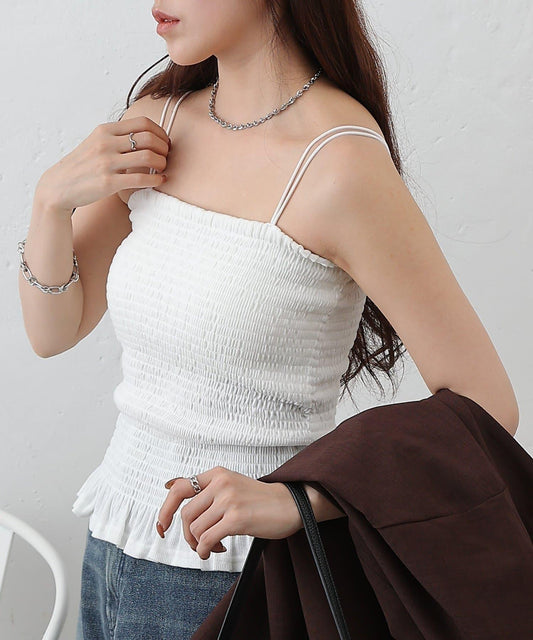 帶胸杯抽褶吊帶背心