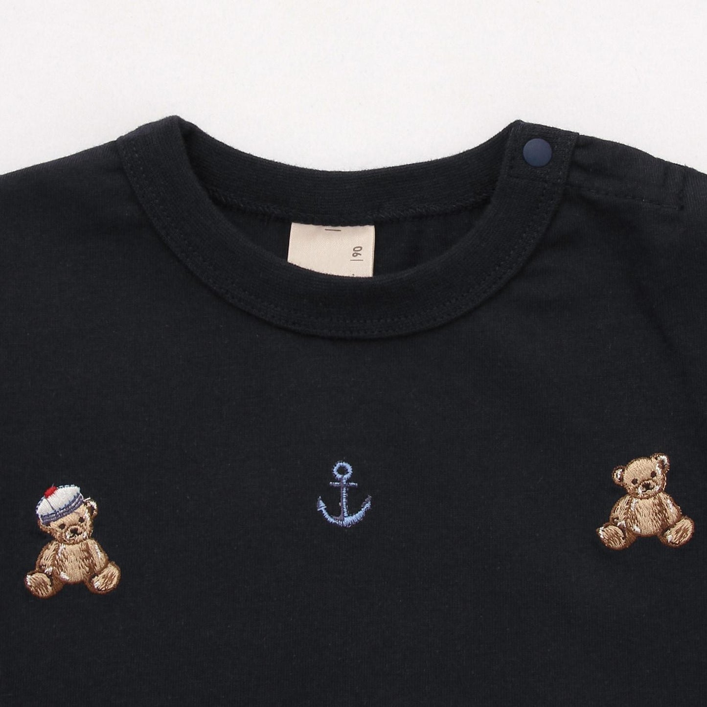 熊刺繡海軍風長袖T恤
