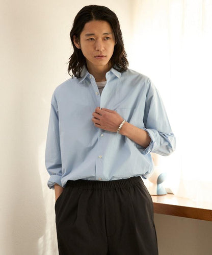 柔和色調 寬鬆版 常規領 長袖 襯衫
