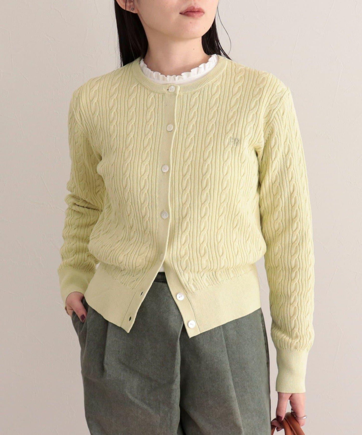 FR刺繡麻花紋針織開衫
