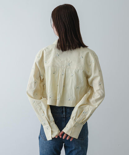 花卉刺繡 短款 襯衫