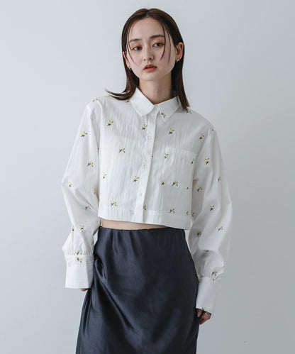 花卉刺繡 短款 襯衫