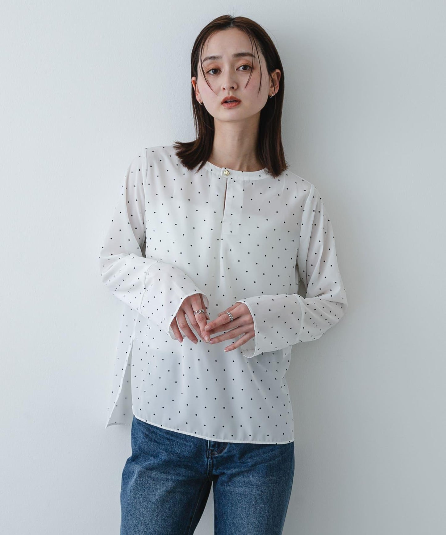 易打理 圓點拼色 T恤襯衫