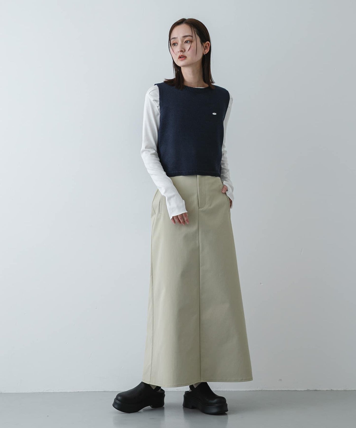 可水洗 亞麻觸感 短款針織衫