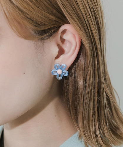 透明花朵耳環