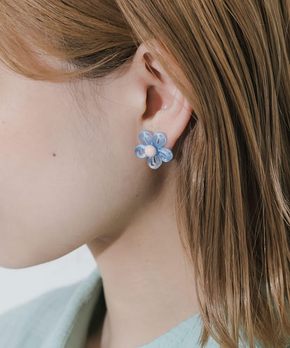透明花朵耳環