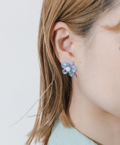 透明花朵耳環