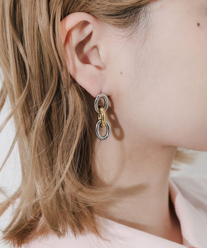 雙色鏈條不鏽鋼耳環