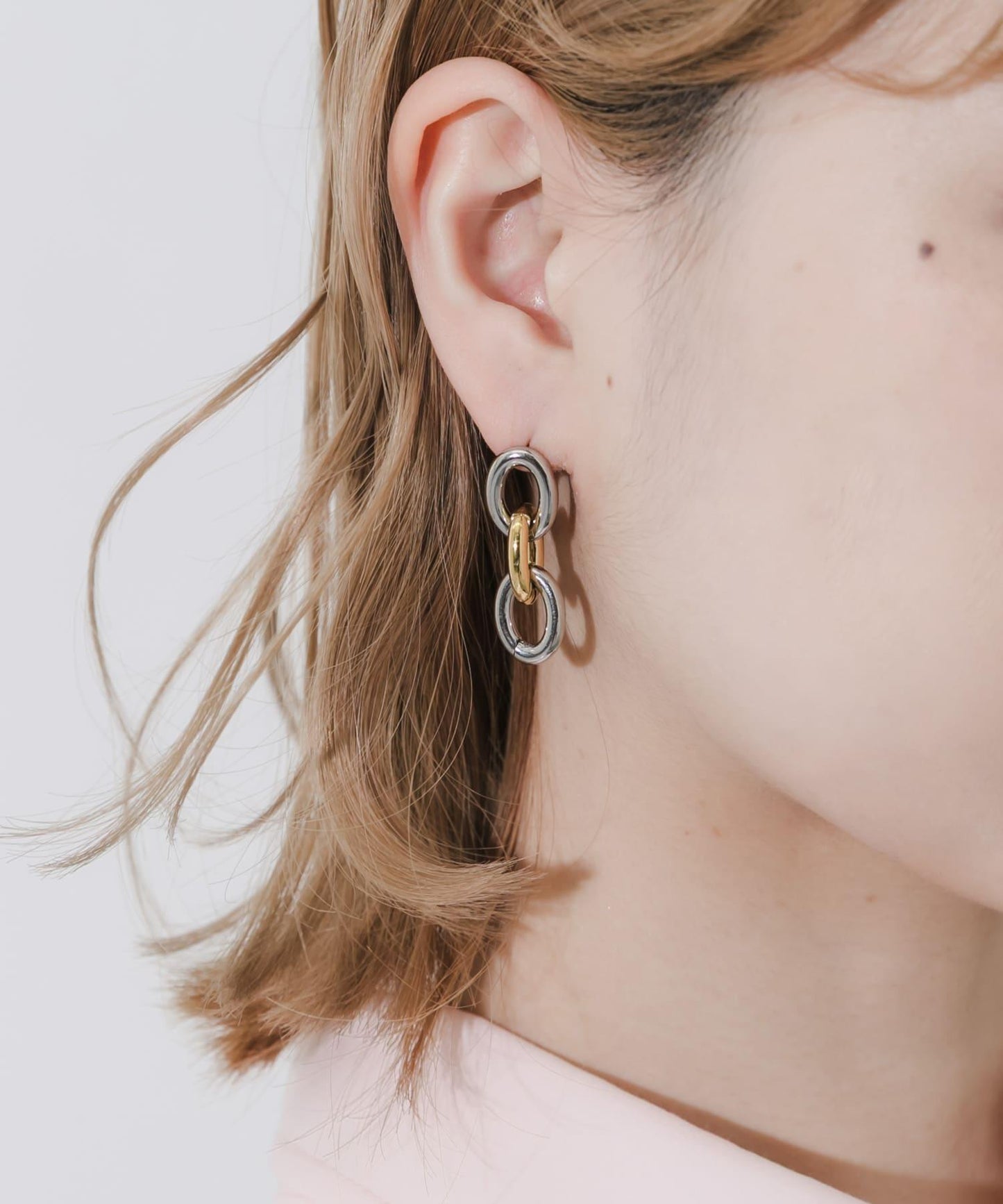 雙色鏈條不鏽鋼耳環