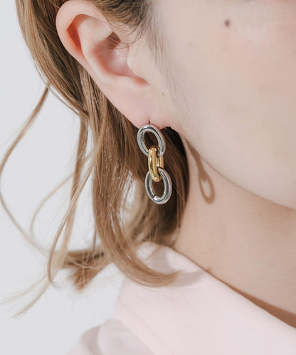 雙色鏈條不鏽鋼耳環