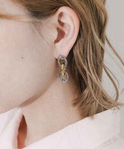 雙色鏈條不鏽鋼耳環