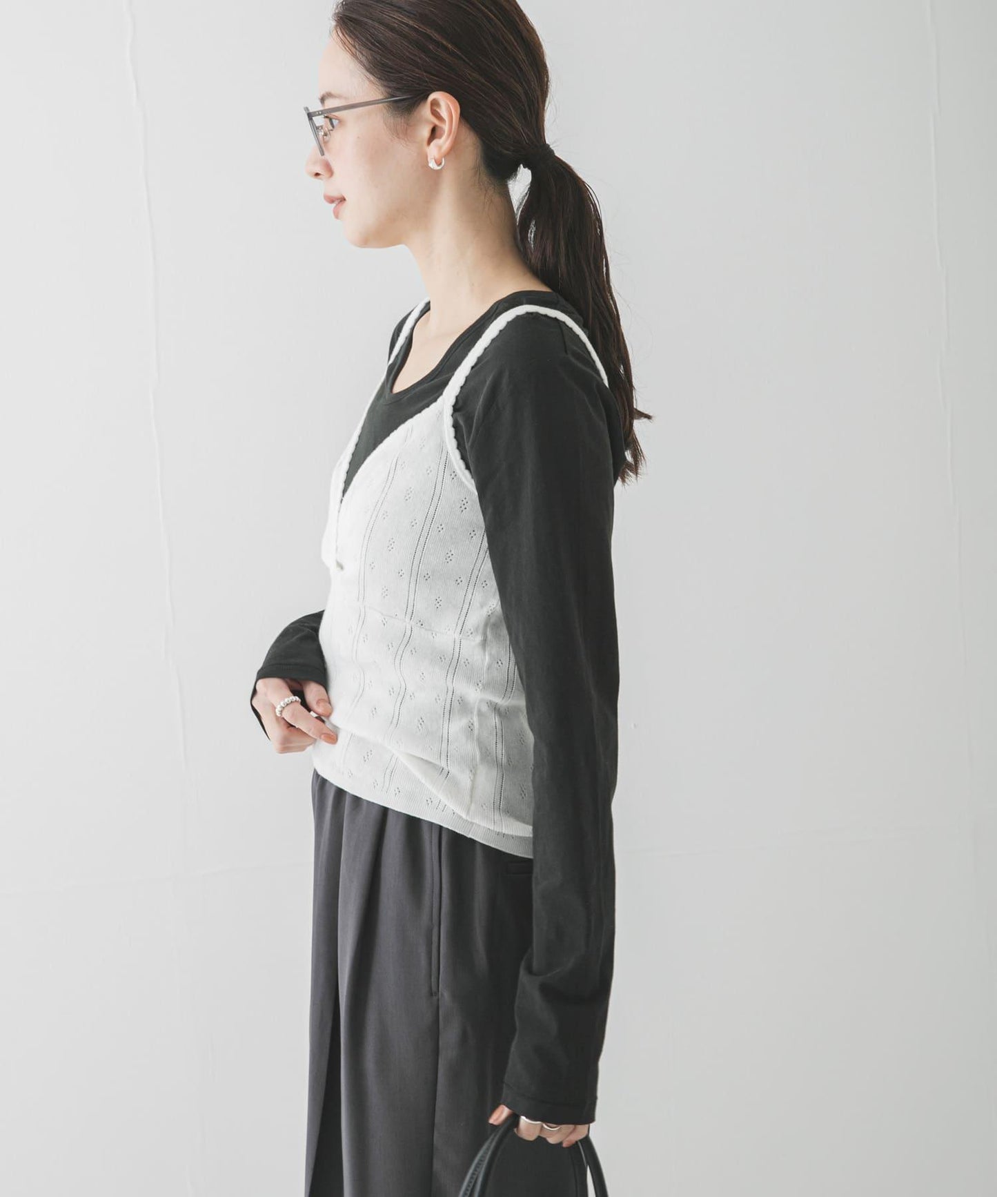 2WAY薄紗針織上衣
