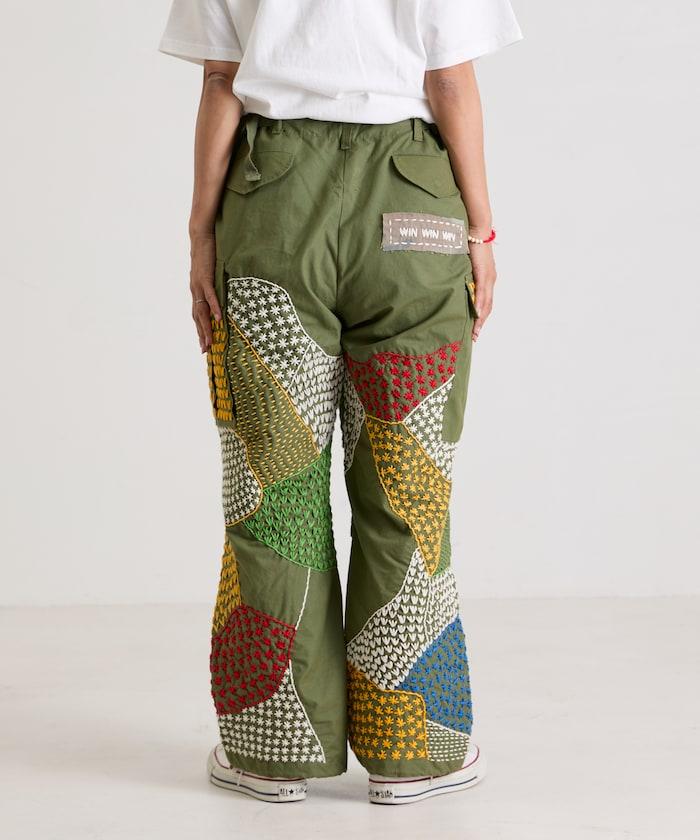 復古手工縫線再造軍裝褲