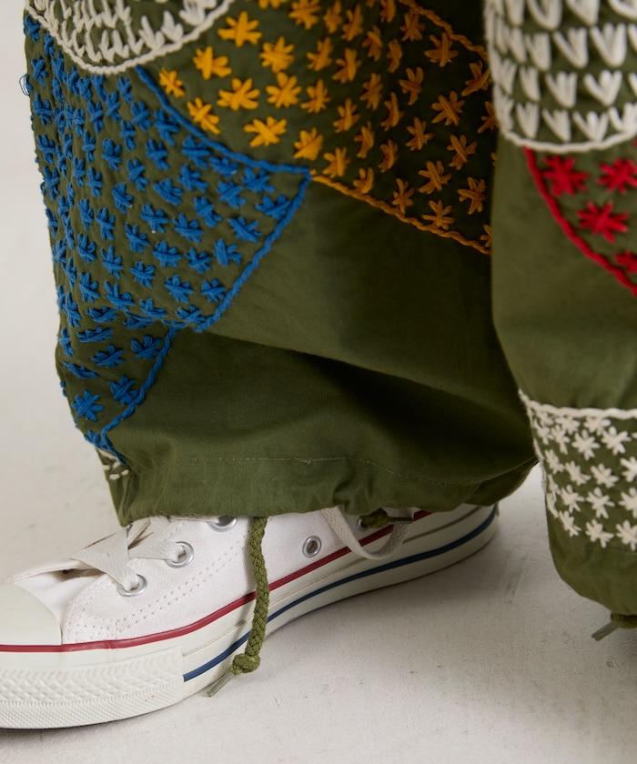 復古手工縫線再造軍裝褲