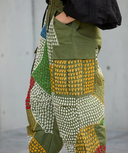 復古手工縫線再造軍裝褲