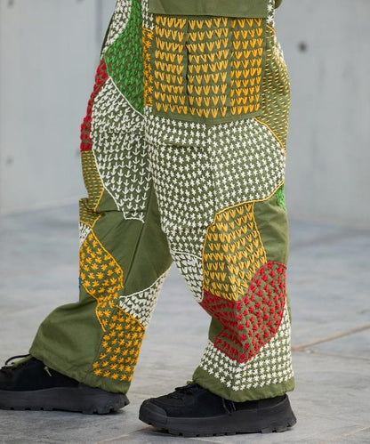 復古手工縫線再造軍裝褲