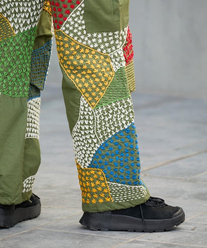 復古手工縫線再造軍裝褲