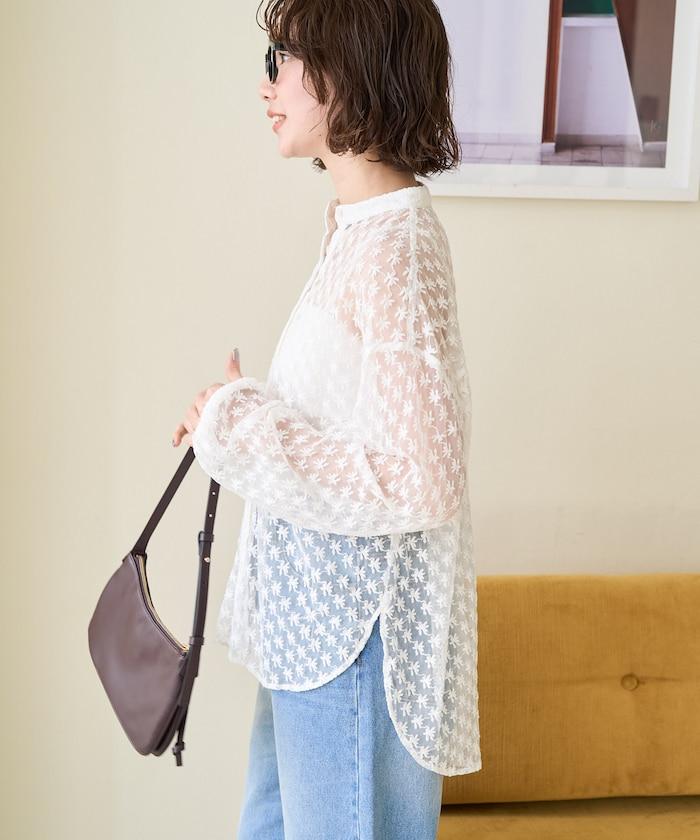 印度蕾絲刺繡長袖襯衫