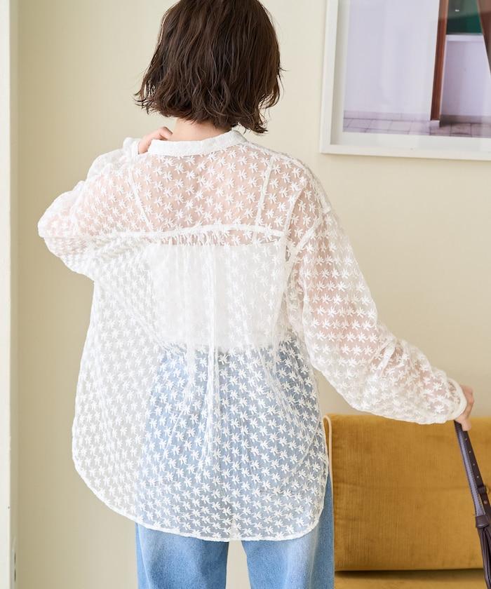 印度蕾絲刺繡長袖襯衫