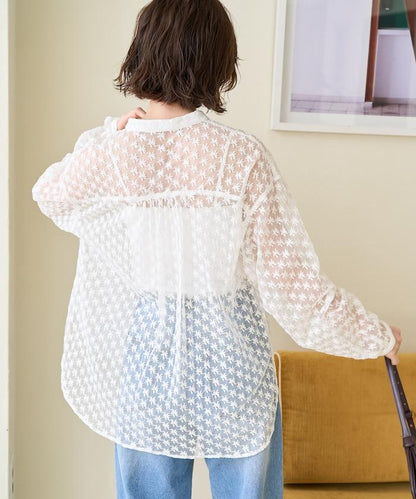 印度蕾絲刺繡長袖襯衫