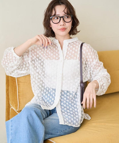 印度蕾絲刺繡長袖襯衫