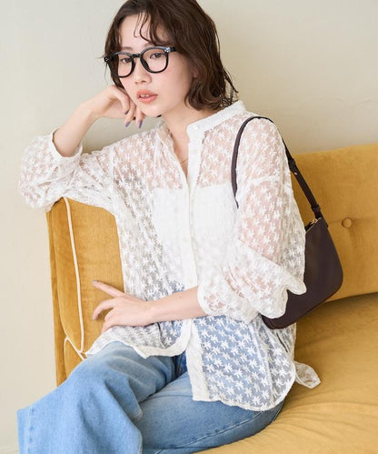 印度蕾絲刺繡長袖襯衫