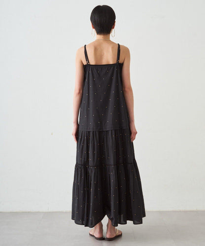 INDIA 刺繡層疊吊帶連衣裙