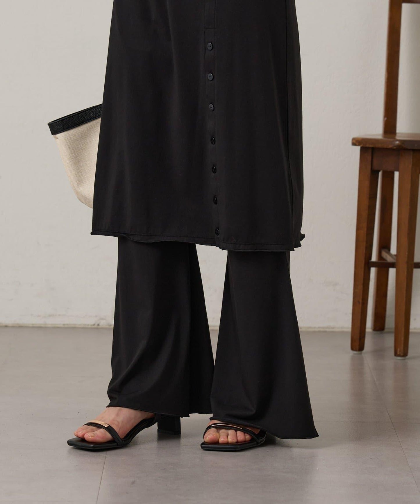針織喇叭褲和半身裙