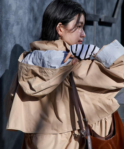 2way配色走線 傘擺廓形 連帽 迷你外套