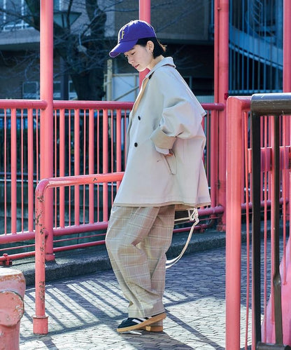 拼色 短款 傘擺設計 風衣