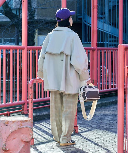 拼色 短款 傘擺設計 風衣