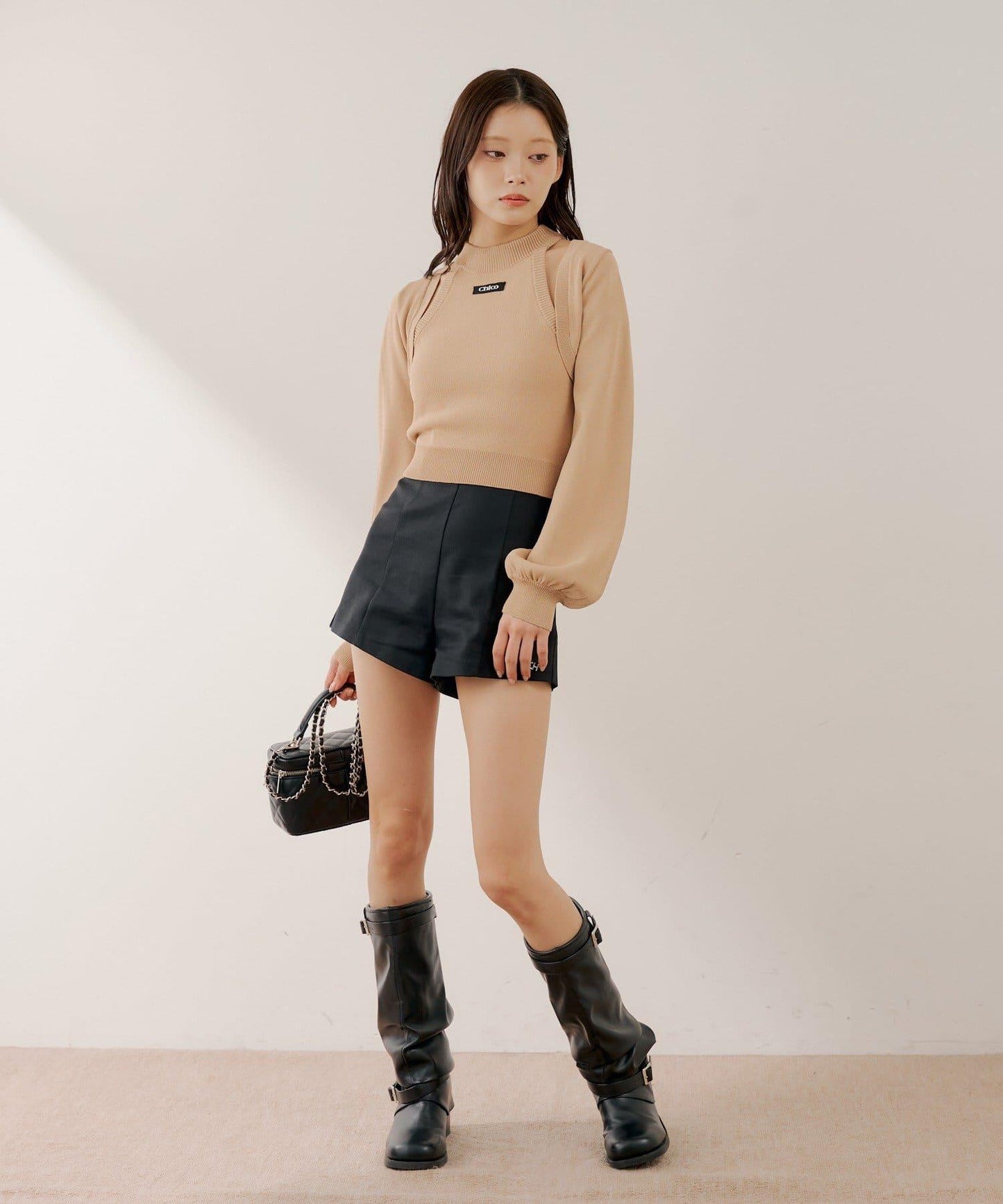 美式背心領 小披肩 針織 套裝