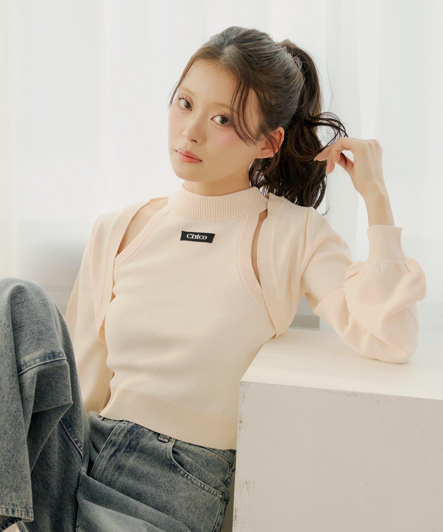 美式背心領 小披肩 針織 套裝