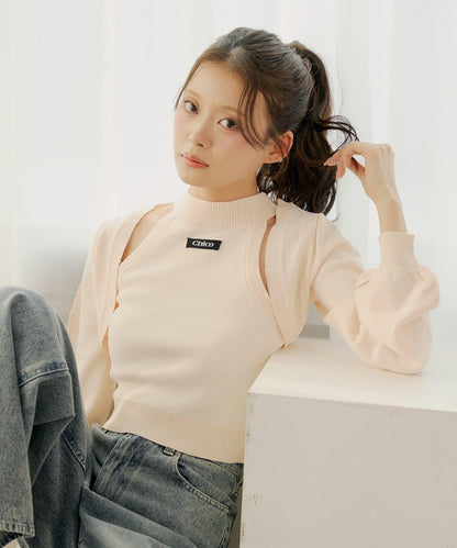 美式背心領 小披肩 針織 套裝