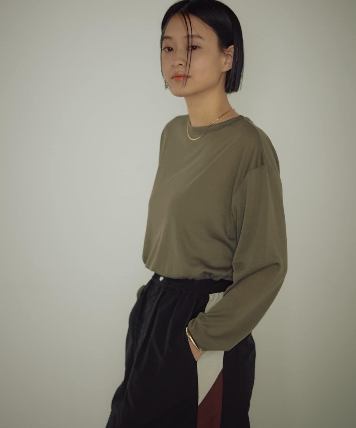 earthy_ 寬鬆透視 長袖T恤