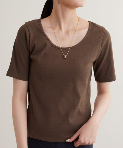 earthy_ O領羅紋TEE T恤