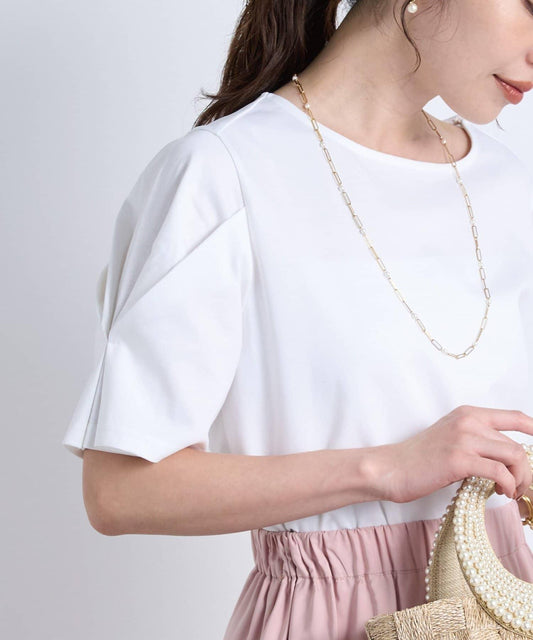 褶袖設計 針織上衣