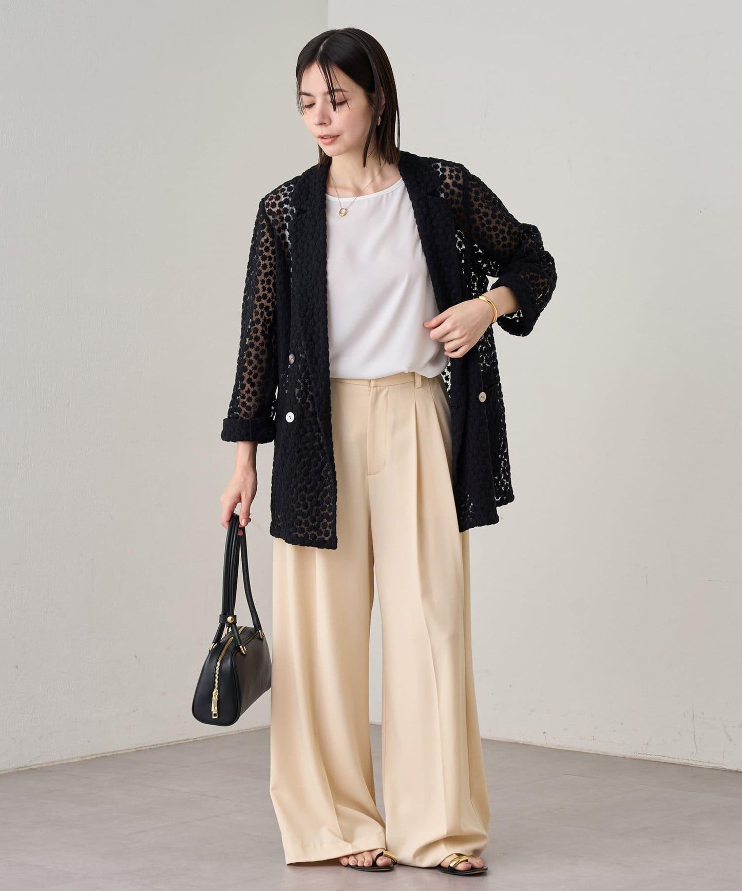 Loungedress 雙褶闊腿褲