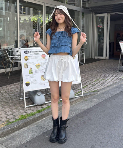 mline 法式抽褶女襯衫