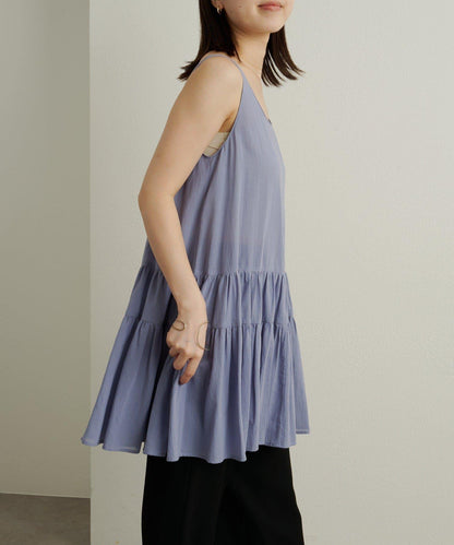 無袖層疊設計長版上衣