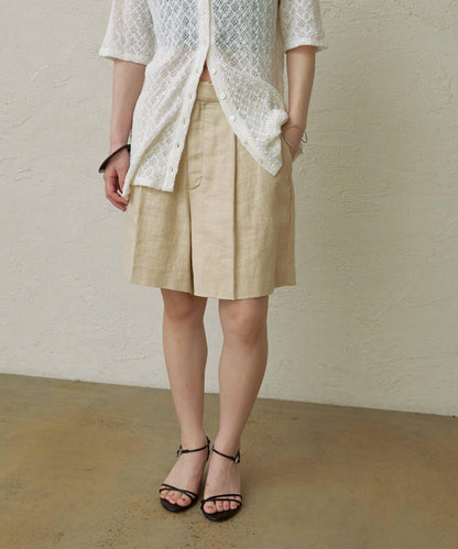 Omekashi 亞麻休閒短褲