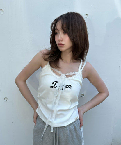 蕾絲Logo帶胸墊疊穿吊帶背心